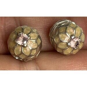 Authentic Pair Of Pandora Sterling Charm Clip Blooming Dahlia